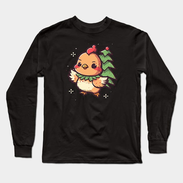 Christmas Chicken Long Sleeve T-Shirt by JayD World